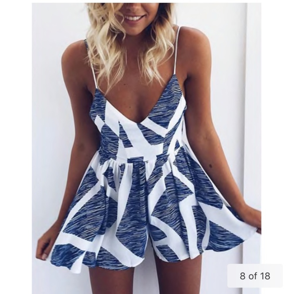 Lightweight summer romper in blue NWOT